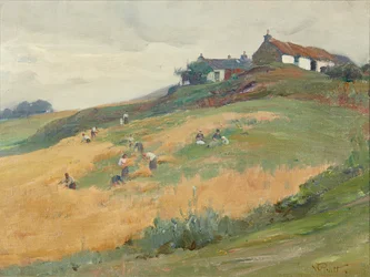 Erntearbeiter auf einem Hügel