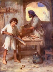 Jesus in der Werkstatt des Zimmermanns, Lukas ii, 51, 52