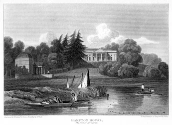 Hampton House, der Sitz von Mr. Garrick, Hampton, Richmond upon Thames, London, 1815