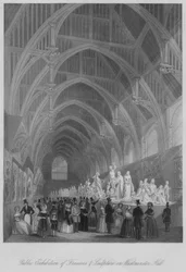 Öffentliche Ausstellung von Fresken und Skulpturen in der Westminster Hall, ca. 1841