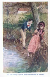 Tom kam angerannt, um Maggie davon abzuhalten, ihre Leine wegzuziehen