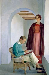 Der Sohn des Künstlers und seine Frau oder zwei Figuren in einem Innenraum, ca. 1930-35