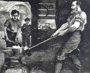 Gravur des Dorfschmieds