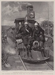 Die Siebten Husaren auf dem Weg in das unruhige Gebiet in Rhodesien