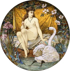 Eine große Minton-Tazza, die Leda und den Schwan darstellt