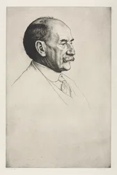 Thomas Hardy, nach rechts blickend