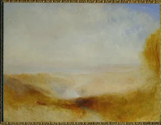 Landschaft mit Fluss und Bucht in der Ferne