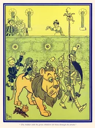 „Der Soldat mit den grünen Schnurrbärten führte sie durch die Straßen.“ aus „Der Zauberer von Oz“ von L. Frank Baum