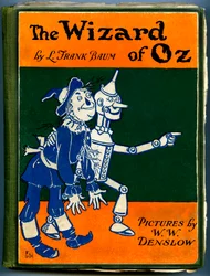 Der wunderbare Zauberer von Oz - Der Zauberer von Oz: Cover einer alten Ausgabe (zwischen 1905 und 1920) illustriert von Denslow, William Wallace (1856-1915) von Frank Baums Buch (1856-1919) - die Vogelscheuche und der Blechmann - private Sammlung
