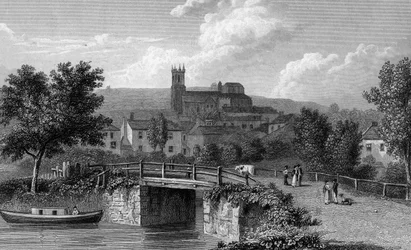 Hythe von der Kanalbrücke aus gesehen, graviert von E. Finden, 1829