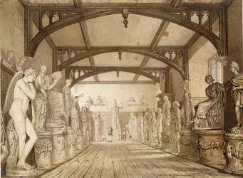 Die Skulpturengalerie in den Prüfungsschulen, Oxford, 1813