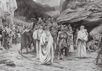 Das Begräbnis eines britischen Häuptlings (Lithografie)