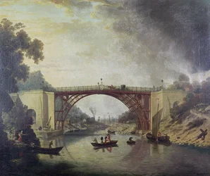 Die Gusseisenbrücke bei Coalbrookdale, c.1780