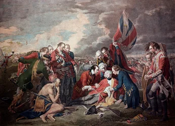 Der Tod von General James Wolfe (1727-1759) in der Schlacht von Québec im Siebenjährigen Krieg am 13. September