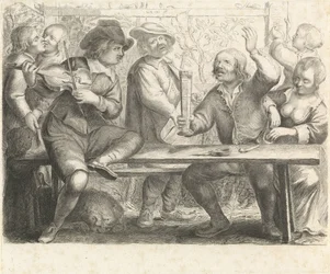 Musiker und Trinker in einer Herberge