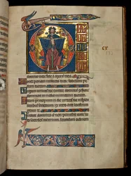 Ms 322 f.113r Psalm 109, Initiale D, Die Heilige Dreifaltigkeit, Illustration aus dem 
