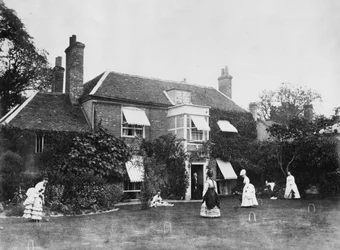 Croquet auf dem Rasen von Elm Lodge, Streatley, ca. 1870er