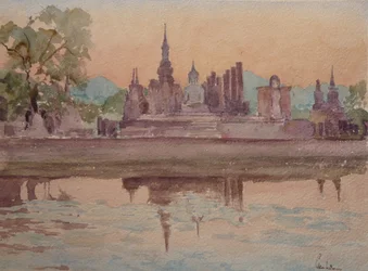 Sonnenuntergang, Wat Maharthat, Sukhotai