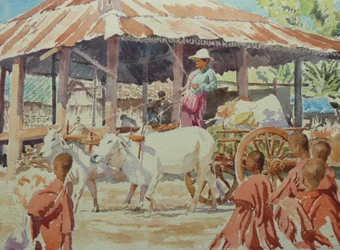 910 Jungenmönche auf dem Thaung Tho Markt