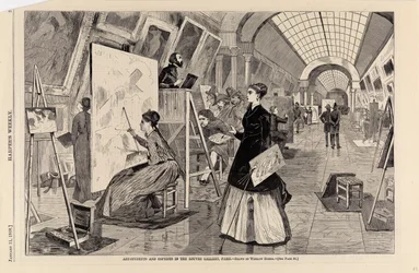 Kunststudenten und Kopisten in der Louvre-Galerie, Paris, aus Harper