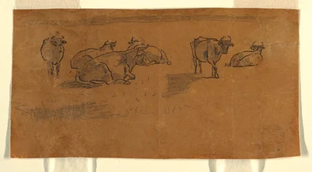 Zeichnung, Kühe auf einer Weide, um 1872