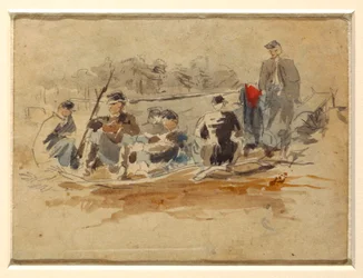 Soldaten in einer Gruppe sitzend, 1862