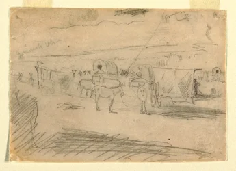 Zeichnung, Zug von Armeewagen, 1862