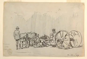 Zeichnung, Joch von Ochsen, 1879