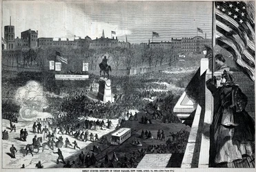Großes Sumter-Treffen auf dem Union Square, New York, 11. April, aus Harper