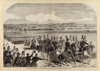 Die große Parade im Camp Massachusetts, in der Nähe von Concord, 9. September 1859, aus Harper