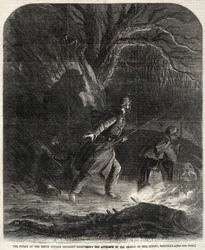 Die Vorhut des zehnten Indiana-Regiments entdeckt das Herannahen der Rebellen