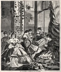 Der Krieg - Herstellung von Havelocks für die Freiwilligen, 1861