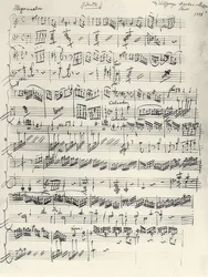 Beginn der Klaviersonate A-Moll. KV310. Autograph