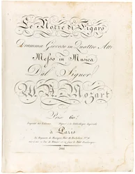 Titelblatt der Partitur Le nozze di Figaro dramma giocoso in quattro atti, zwischen 1806 und 1810