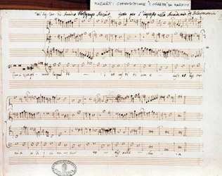 Notenblatt von Querite primum regnum Dei von Mozart zur Erlangung des Titels Accademico filarmonico (1770)