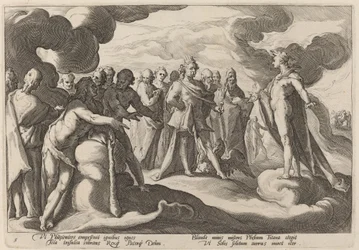 Jupiter und die Götter bitten Helios, die Kontrolle über den Wagen wieder zu übernehmen