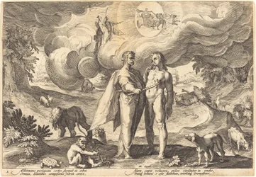 Prometheus erschafft den Menschen und belebt ihn mit Feuer vom Himmel