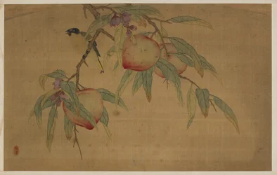 Vogel, Frucht und Blumen