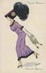 Hübsches, extravagant gekleidetes Mädchen auf Rollschuhen