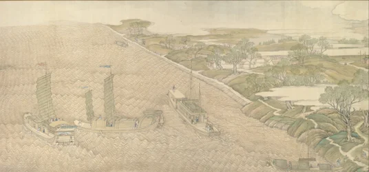 Die Inspektionsreise des Qianlong-Kaisers nach Süden, Schriftrolle Vier: Der Zusammenfluss des Huai, 1770