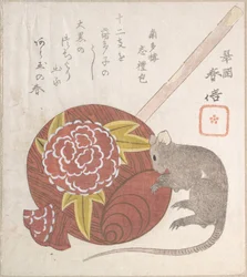 Der Hammer Daikokus, eines der Glücksgötter, und eine Ratte