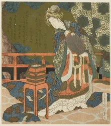 Zwei chinesische Frauen untersuchen Faden und ein Spinnennetz in einer Schachtel, aus der Serie "Diptychon für die Trommelgruppe"