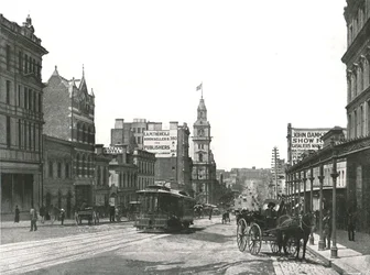 Bourke Street Blick nach Osten, Melbourne, Australien, 1895