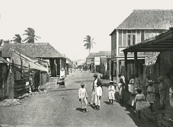 Straßenszene in Port Royal, Jamaika, 1895