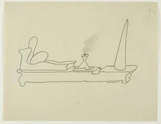 Surrealistische Komposition mit rauchendem Behälter