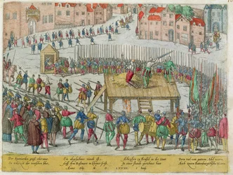 Die Hinrichtung von zwanzig adligen Anführern, darunter die Grafen Egmont und Hoorn, durch den Herzog von Alba in Brüssel
