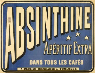 Plakat für den Absinth Aperitif Extra, in allen Cafés