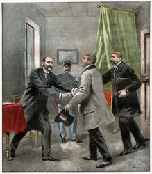 Alfred Dreyfus mit seinen Anwälten