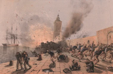 Explosion des Pulverfasses der Laterne, Belagerung von Ancona