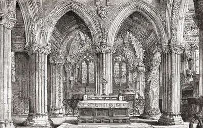 Innenraum der Rosslyn-Kapelle, Roslin, Midlothian, Schottland